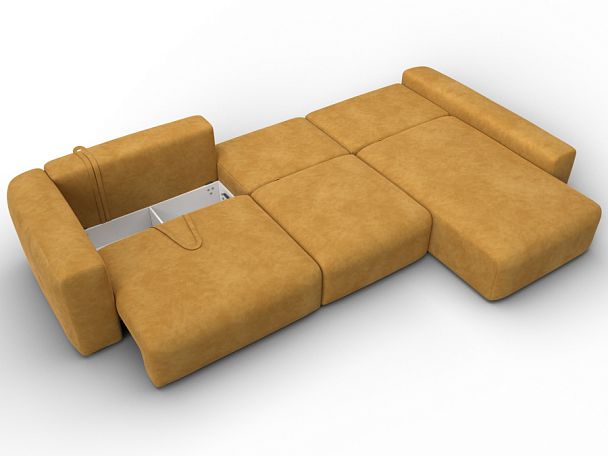 Диван угловой Лига-066 НПБ Лонг угол правый Велюр желтый - Вид 10