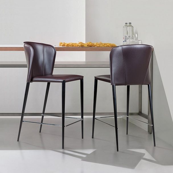 Стул полубарный Albert, кожа коричневый - Вид 8