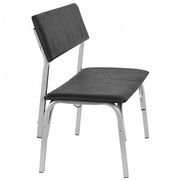 Банкетка со спинкой "Астрид", 1200х470х796 мм, серый каркас, кожзам черный - Вид 3