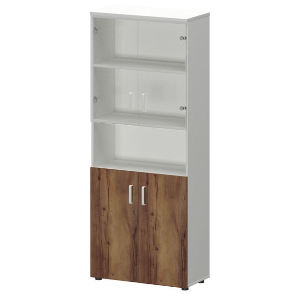 Шкаф СМШ-58Д2С2 Тип1 Белый/Таксония 792x380x1990 Смарт - Вид 1