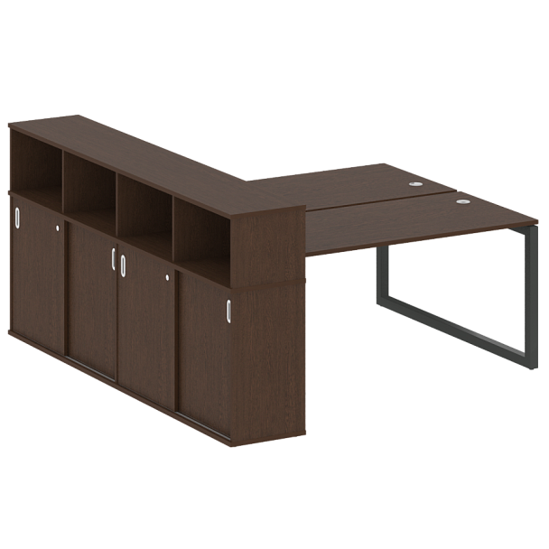 Metal System Quattro Р. ст. с шкафом-купе на О-образном м/к 50БО.РС-СШК-4.4 Т Венге/Антрацит металл 2010*2332*1098 - Вид 1