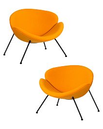 Набор 2 шт Кресло дизайнерское DOBRIN EMILY (желтая ткань AF13, черное основание) - Фото предпросмотра