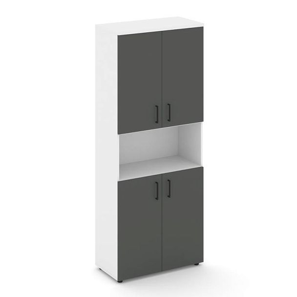 Style Project Шкаф высокий широкий SN.STS-107 Белый/Белый/Антрацит/Черный Ручки 796*400*1982 - Вид 1