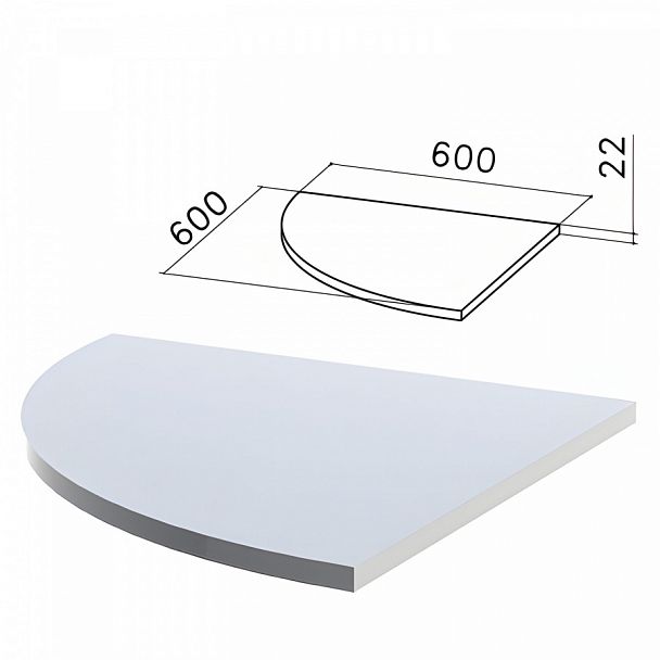 Стол приставной угловой "Монолит", 600х600х750 мм, БЕЗ ОПОРЫ (640137), цвет серый, ПМ38.11 - Вид 1