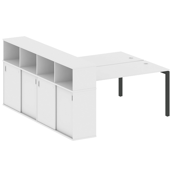 Metal System Quattro Р. ст. с шкафом-купе на П-образном м/к 50БП.РС-СШК-4.4 Т Белый/Антрацит металл 2010*2332*1098 - Вид 1