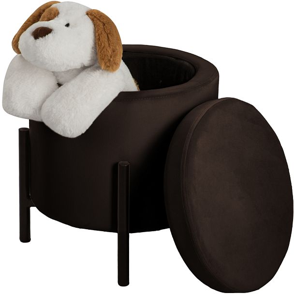 Комплект пуфов Кен с местом для хранения Коричневый велюр Confetti coffee/черный, 2 шт. - Вид 1