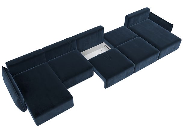 Диван п-образный Лига-051 НПБ МегаЛонг Велюр синий - Вид 8