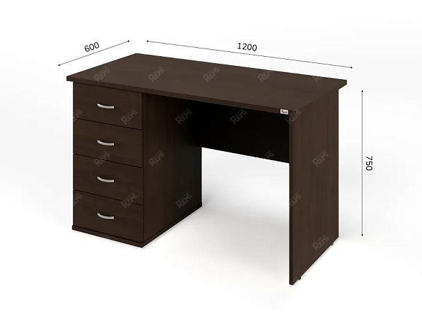 ЛАЙТ / LIGHT RLG007-12x6L Однотумбовый стол 120x60x75 Венге - Вид 2