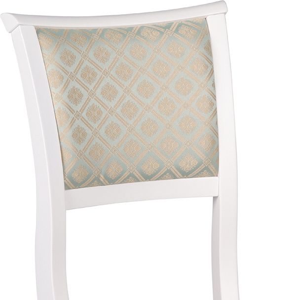 Стул деревянный с мягким сиденьем Камир Белый/Бирюзовый жаккард - Вид 8