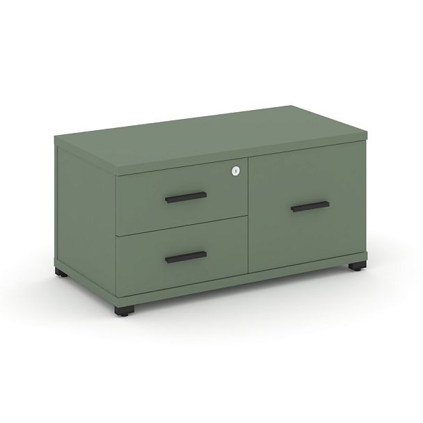 Concept Тумба приставная широкая 2 ящ.+1 распаш. фасад CN.TSP-004 B Кобо/Металл Черный 836*420*416 - Вид 1