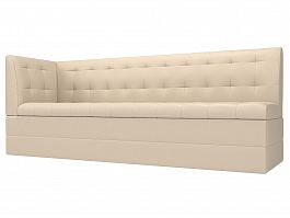 Кухонный диван Бриз с левым углом (полностью экокожа бежевая) - Фото предпросмотра