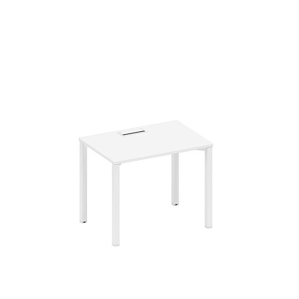 Стол письменный на металлокаркасе, столешница с заглушкой Space+ А1 БГ 012 БП белый премиум / белый гладкий - Вид 1