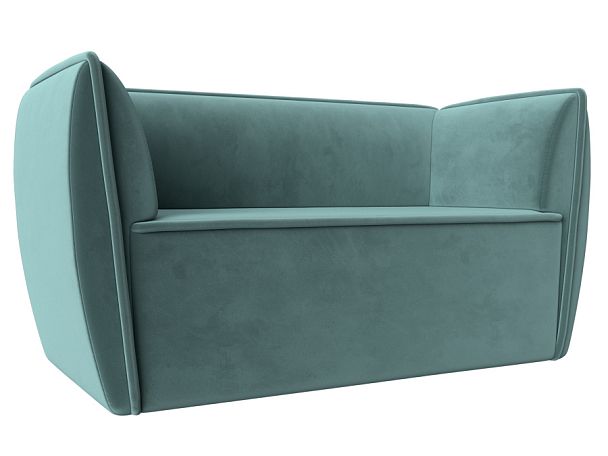 Прямой диван Бергамо 2-х местный (полностью велюр бирюзовый) - Вид 1