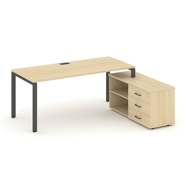 Стайл Проджект Директ / Style Project Direct Стол письменный с греденцией правой SN-6P.SRG-013.M(R) Акация Лорка/Металл Антрацит 1580*1480*750 - Вид 1