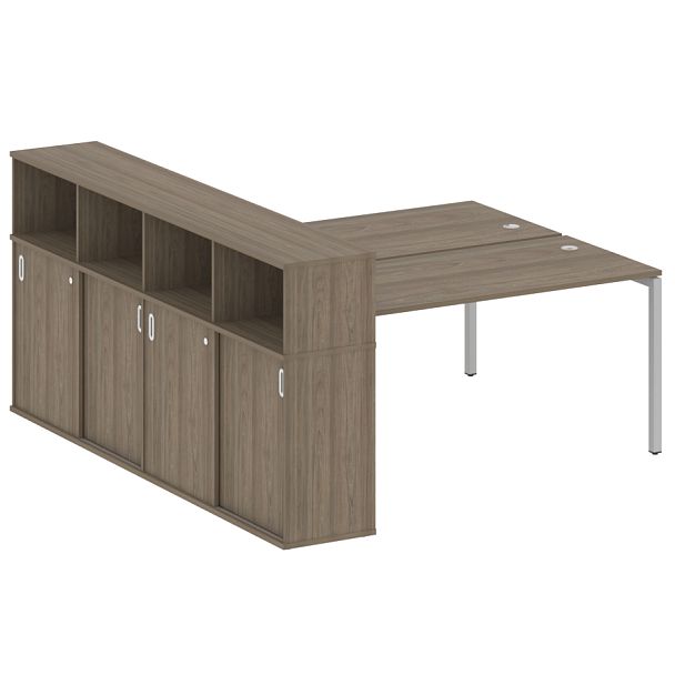 Metal System Quattro Р. ст. с шкафом-купе на П-образном м/к 40БП.РС-СШК-4.4 Т Вяз/Серый металл 2010*2332*1098 - Вид 1