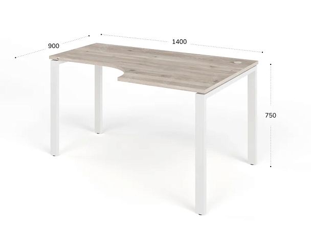 TANDEM RTD075-MK-140R-MA Стол угловой на металлокаркасе правый 1400х900х750 Дуб Маувелла/Белый - Вид 2