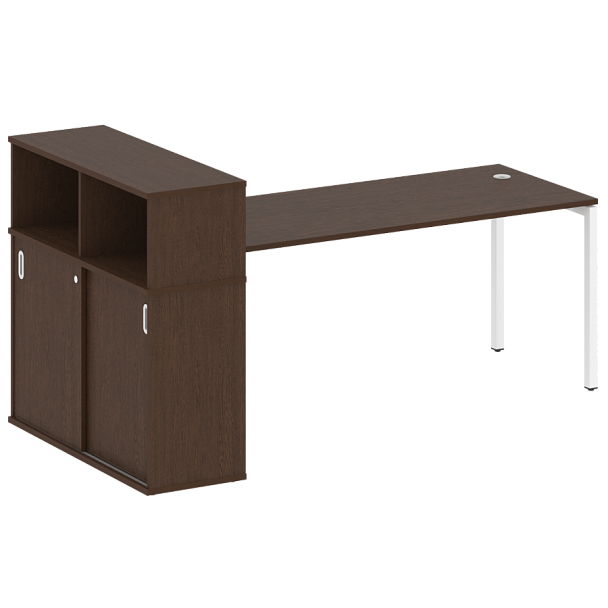 Metal System Quattro Стол письменный с шкафом-купе на П-образном м/к 40БП.РС-СШК-3.5 Т Венге/Белый металл 2210*1120*1098 - Вид 1