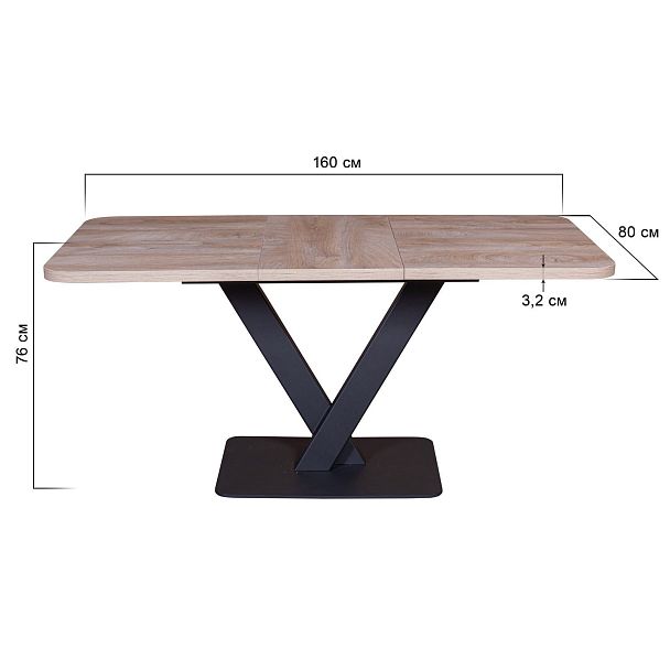 Стол Chester раздвижной  (120+40) дуб эндгрейн, опоры черные - Вид 8