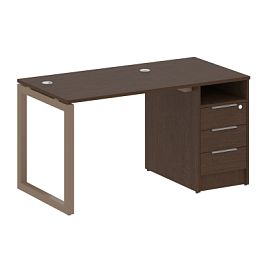 Metal System Quattro Р. ст. с тумбой на О-образном м/к 50БО.РС-СТП-1.1 Венге/Мокко металл 1412*720*750 - Фото предпросмотра