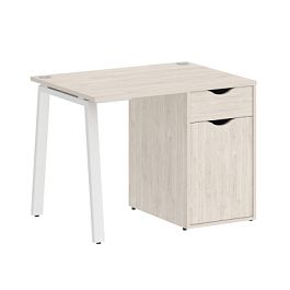 Home Office Стол письменный VR.SP-3-98.1.A Денвер светлый/Белый металл 980*720*750 - Фото предпросмотра