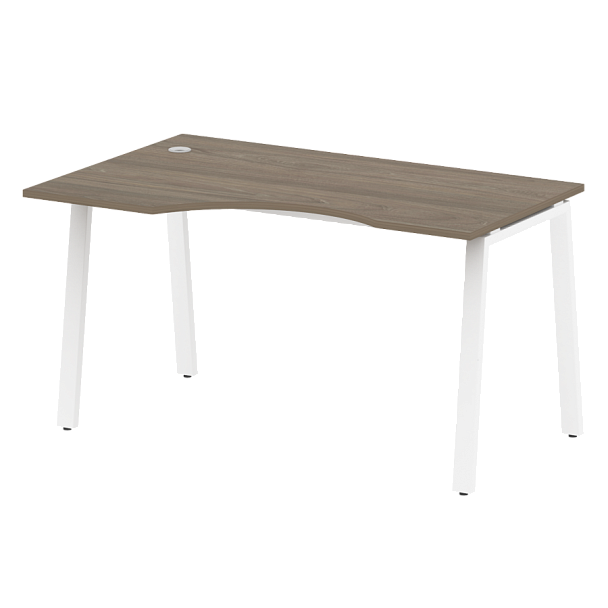 Metal System Стол криволинейный левый на А-образном м/к БА.СА-2 (L) Вяз/Белый металл 1400*900*750 - Вид 1