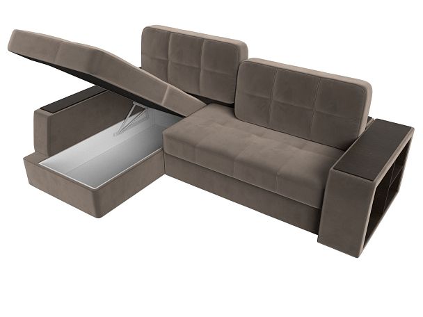 Угловой диван Брюссель левый (полностью велюр коричневый) - Вид 7