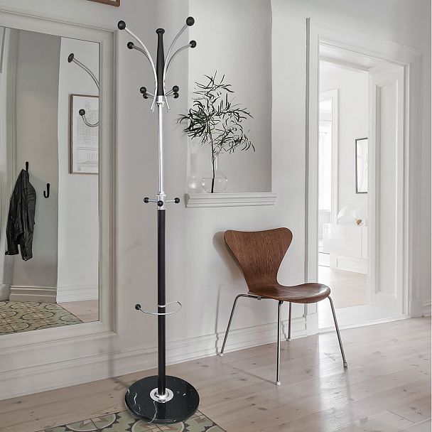 Вешалка-стойка BRABIX "CR-848" на мраморном диске, металл, 4+3 крючка, цвет коричневый, 606435 - Вид 8