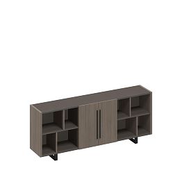 Шкаф низкий полузакрытый греденция с деревянными дверями U.RUS РС 332 ДЧ/ЛС дуб виченца/лава серая - Фото предпросмотра