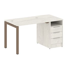 Metal System Quattro Р. ст. с тумбой на П-образном м/к 50БП.РС-СТП-1.1 Дуб наварра/Мокко металл 1412*720*750 - Фото предпросмотра