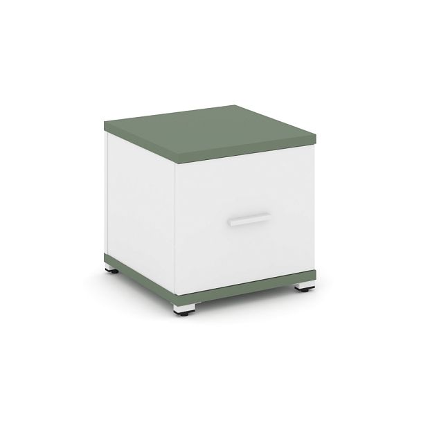 Concept Тумба приставная 1 распаш. фасад CN.TUP-004 W Кобо/Белый Бриллиант/Металл Белый 420*420*416 - Вид 1