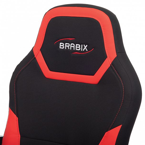 Кресло компьютерное BRABIX "Alpha GM-018", ткань/экокожа, черное/красное, 532637, GM-018_532637 - Вид 7