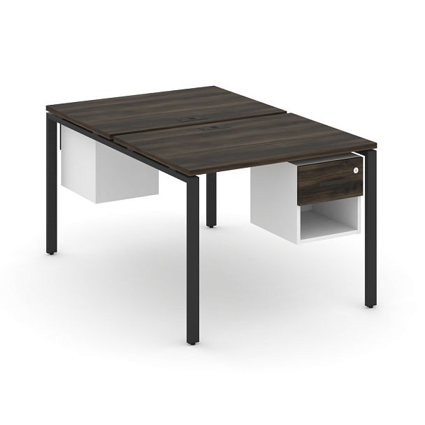 Concept Рабочая станция 2 сторонняя с подвесными тумбами на 2 места CN.DRS-117 W Дуб Мали/Белый Бриллиант/Металл Черный 980*1480*750 - Вид 1