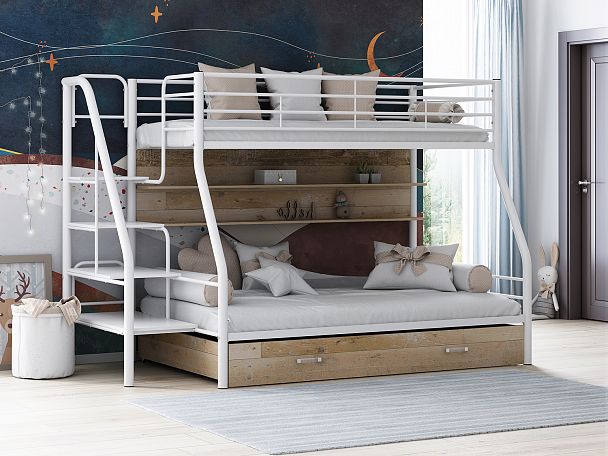 Двухъярусная кровать "Толедо-1ПЯ" белый - Вид 1