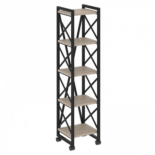 Стеллаж на колесах "Loft" VR.L-MST.K-5.4 дуб аттик/черный - Вид 1