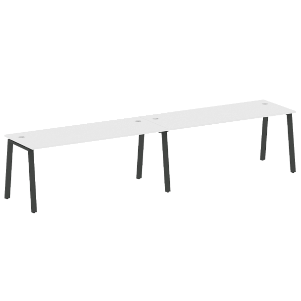 Metal System Р. ст. на 2 раб. места на А-образном м/к БА.СМ-2.5 Белый/Антрацит металл 3600*720*750 - Вид 1