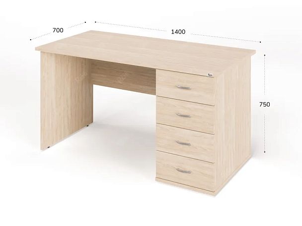 ЛАЙТ / LIGHT RLG008-14x7R Однотумбовый стол 140x70x75 Дуб Сонома - Вид 3