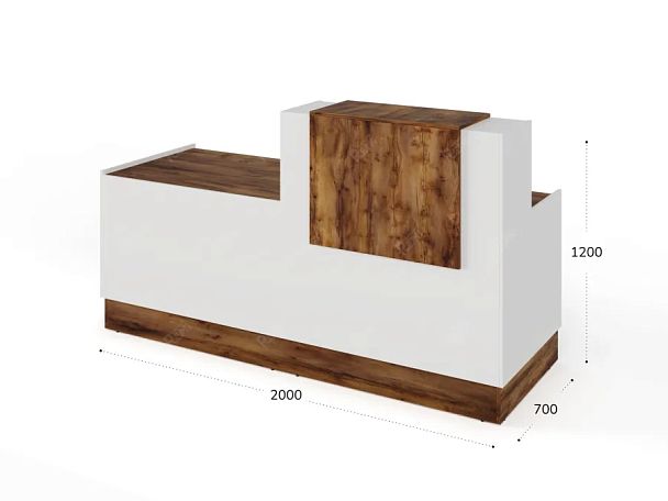RTD090-200-SH ТАНДЕМ / TANDEM Стойка ресепшн 4-200 2000х700х1200 Таксония шоколадная - Вид 3