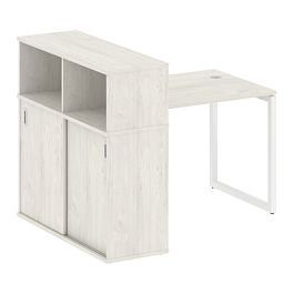 Metal System Quattro Стол письменный с шкафом-купе на О-образном м/к 40БО.РС-СШК-3.1 Т Дуб наварра/Белый металл 1410*1120*1098 - Фото предпросмотра