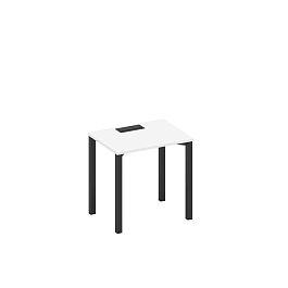 Стол письменный на металлокаркасе, столешница с заглушкой Space+ А1 ЧР 001 БП белый премиум / черный гладкий - Фото предпросмотра