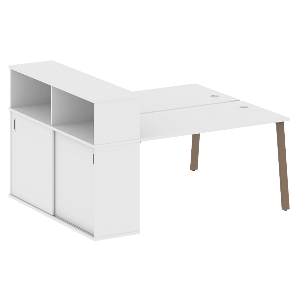 Metal System Р. ст. с шкафом-купе на А-образном м/к БА.РС-СШК-2.3 Т Белый/Мокко металл 1810*1475*1098 - Вид 1