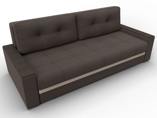 Диван прямой с декором Лига-096 НПБ Рогожка;Экокожа бежевый - Вид 6