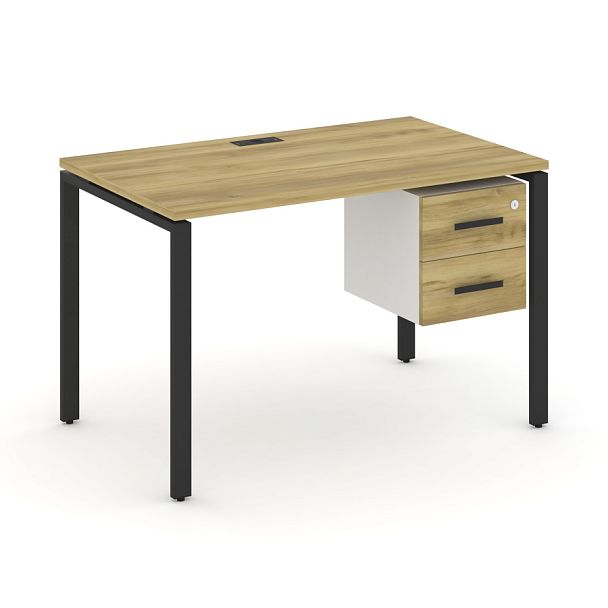 Concept Стол рабочий с подвесной тумбой с 2 ящ. CN.SP-114 W Дуб Винченцо/Белый Бриллиант/Металл Черный 1180*720*750 - Вид 1