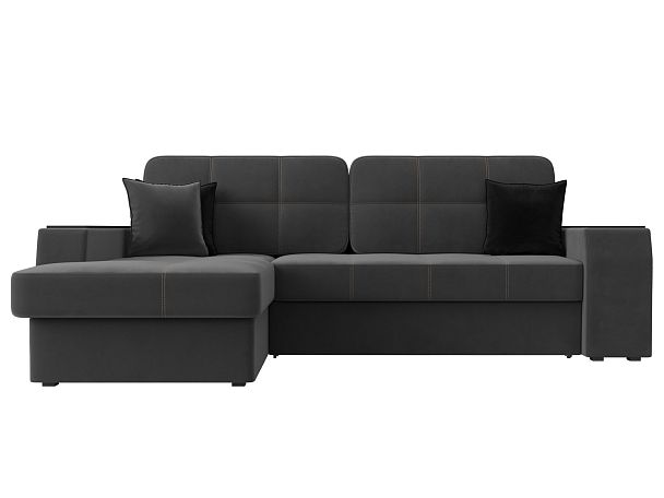 Угловой диван Брюссель левый (полностью велюр серый) - Вид 2