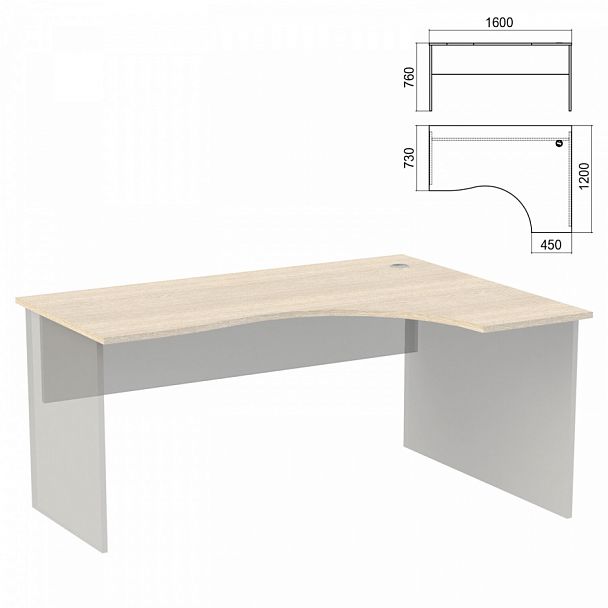 Стол эргономичный ЧАСТЬ 1 "Арго", 1600х1200х760 мм, правый, ясень шимо - Вид 1