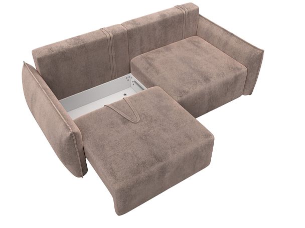 Диван прямой Лига-051 НПБ Велюр бежевый - Вид 7