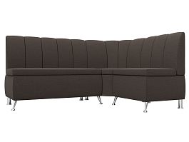 Диван кухонный угловой Кантри правый угол Рогожка коричневый - Фото предпросмотра