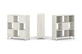 Стайл Проджект Набор стеллажа 1 сторон., 3 яр. SN.NS-331 Дуб Наварра/Металл Белый 1121*400*1248 - Фото предпросмотра