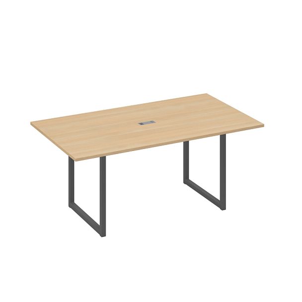 Стол 180 с опорами QUATTRO переговорный A4 А4 Б4 122 БП натуральный дуб / металлокаркас антрацит - Вид 1
