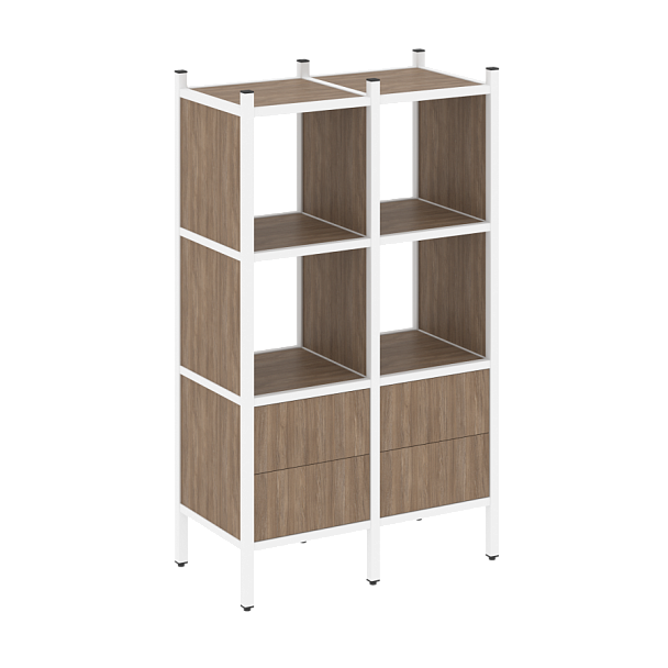 Loft Прямой стеллаж наборный VR.L-03 Дуб аризона/Белый металл 862*446*1458 - Вид 1