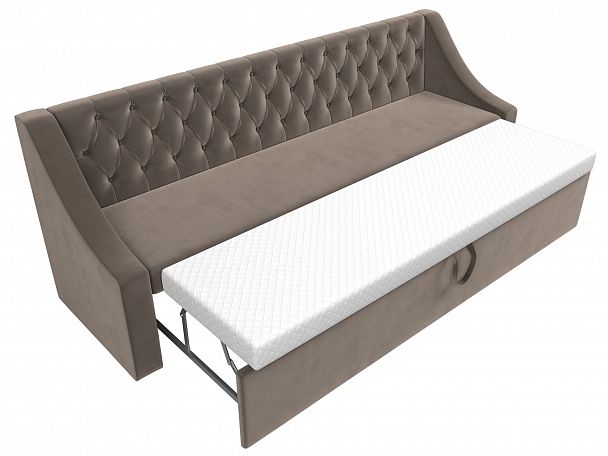 Кухонный прямой диван Мерлин (полностью велюр коричневый) - Вид 6